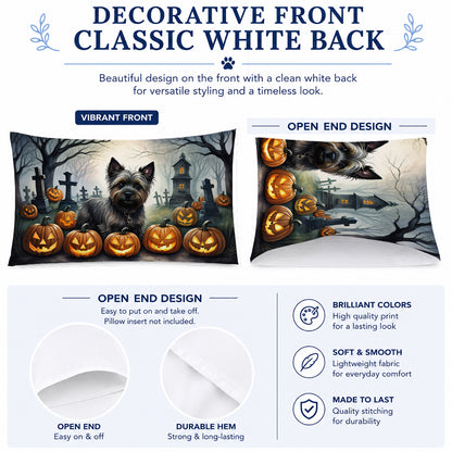 Caroline's Treasures DAC2027PILLOWCASE Cairn Terrier Spooky Halloween Fabric Standard Pillowcase Lightweight Super Soft Easy Care Decorative Artwork Pillowcase, Standard