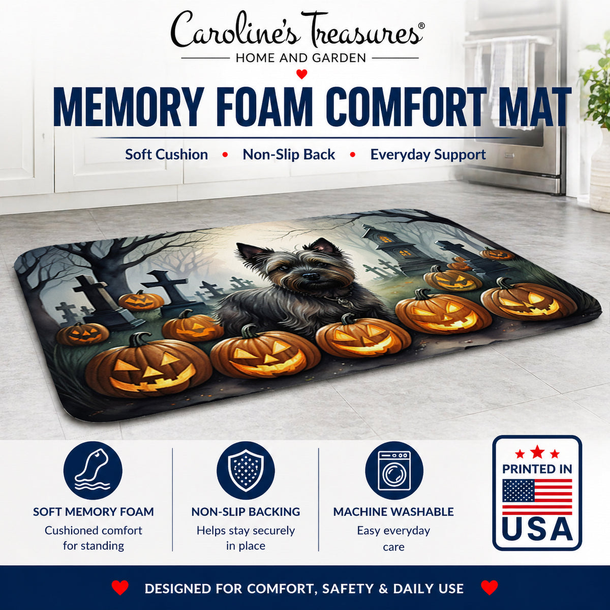 Caroline's Treasures Cairn Terrier Dogs Memory Foam Mat 19x27