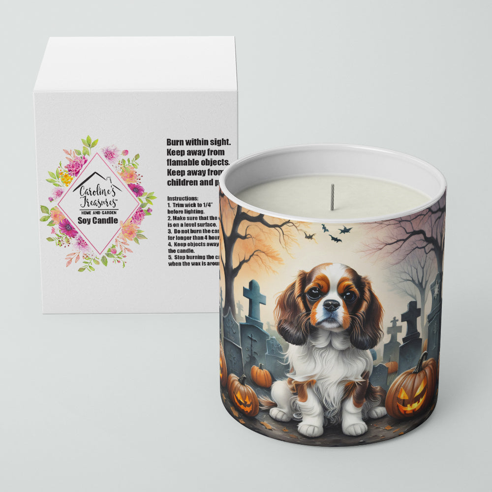 Caroline's Treasures DAC2028CDL Cavalier Spaniel Spooky Halloween Decorative Soy Candle Nature Soy Wax Essential Oil Home Decor Ideal for Bedroom Kitchen Bath Office Gift, 10 oz