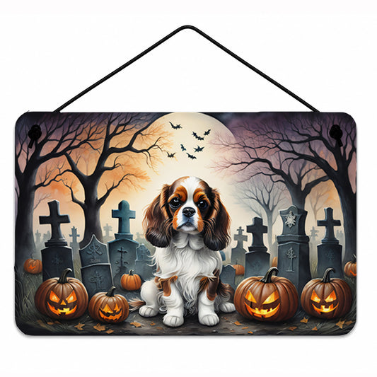 Caroline's Treasures DAC2028DS812 Cavalier Spaniel Spooky Halloween Wall or Door Hanging Prints Aluminum Metal Sign Kitchen Wall Bar Bathroom Plaque Home Decor, 8x12, Multicolor