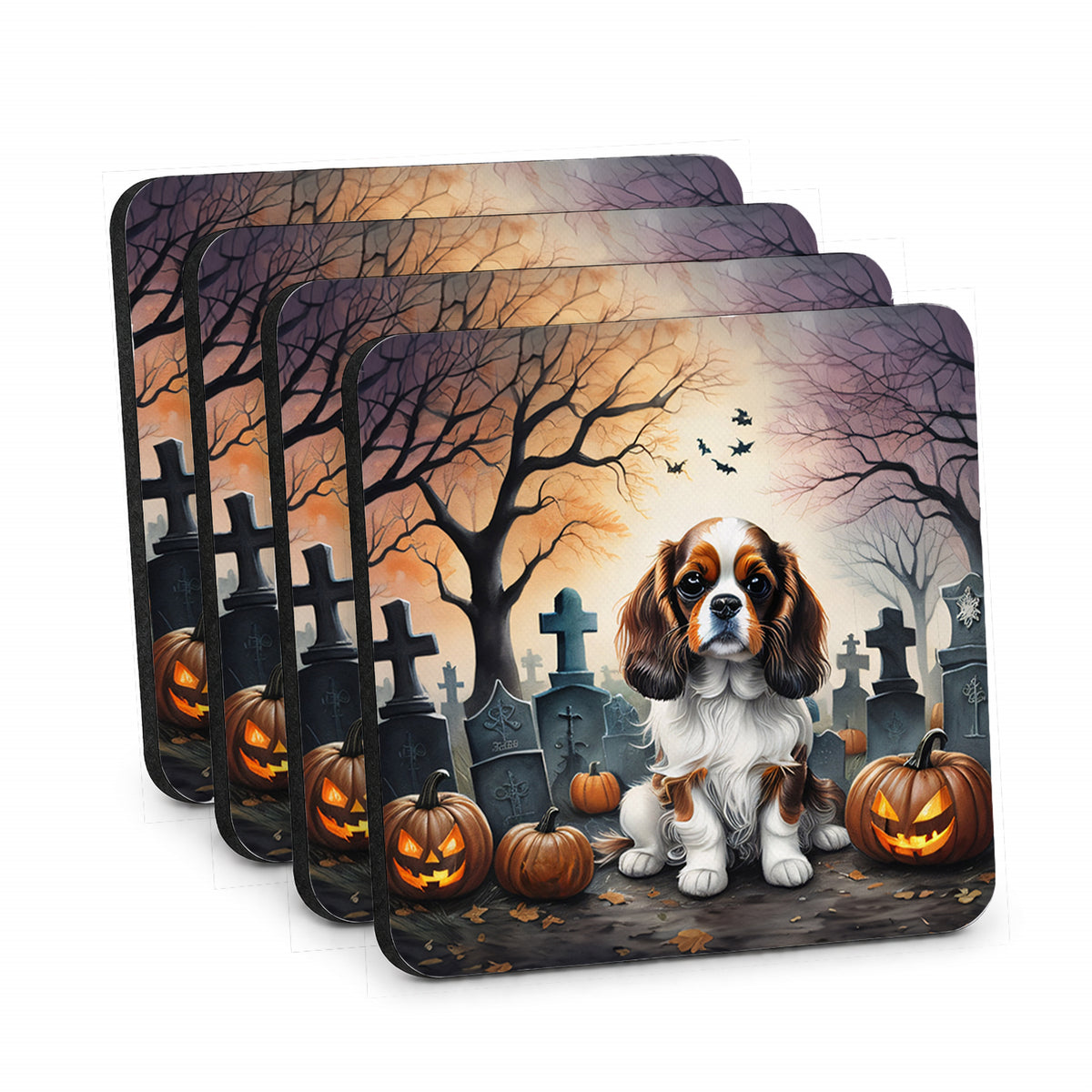 Caroline's Treasures Cavalier Spaniel Dogs Foam Drink Coasters Set of 4