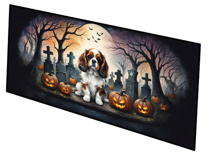 Caroline's Treasures Cavalier Spaniel Spooky Halloween Runner Mat 28x58 Front Door Mat Indoor Outdoor Rugs for Entryway Hallway Foyer Non Slip Washable Wide Doormat