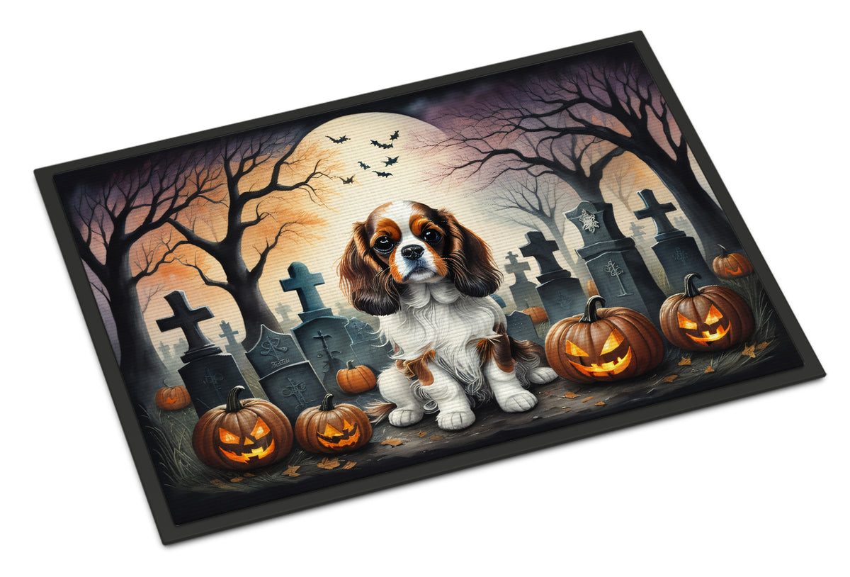 Caroline's Treasures DAC2028JMAT Cavalier Spaniel Spooky Halloween Indoor or Outdoor Mat 24x36 Front Door Mat Indoor Outdoor Rugs for Entryway, Non Slip Washable Low Pile, 24H X 36W