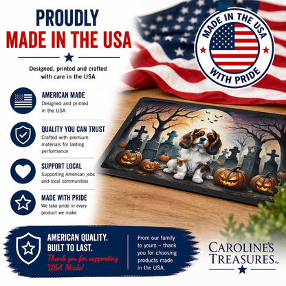Caroline's Treasures DAC2028JMAT Cavalier Spaniel Spooky Halloween Indoor or Outdoor Mat 24x36 Front Door Mat Indoor Outdoor Rugs for Entryway, Non Slip Washable Low Pile, 24H X 36W