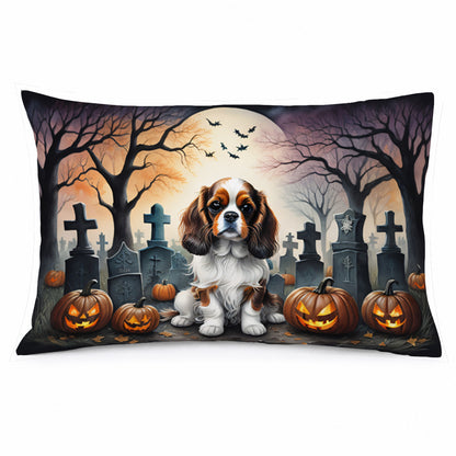 Caroline's Treasures DAC2028PILLOWCASE Cavalier Spaniel Spooky Halloween Fabric Standard Pillowcase Lightweight Super Soft Easy Care Decorative Artwork Pillowcase, Standard