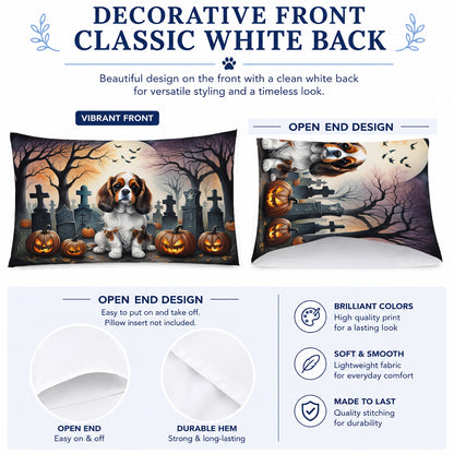 Caroline's Treasures DAC2028PILLOWCASE Cavalier Spaniel Spooky Halloween Fabric Standard Pillowcase Lightweight Super Soft Easy Care Decorative Artwork Pillowcase, Standard