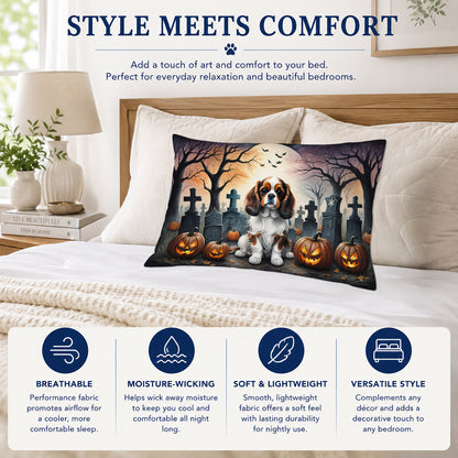 Caroline's Treasures DAC2028PILLOWCASE Cavalier Spaniel Spooky Halloween Fabric Standard Pillowcase Lightweight Super Soft Easy Care Decorative Artwork Pillowcase, Standard