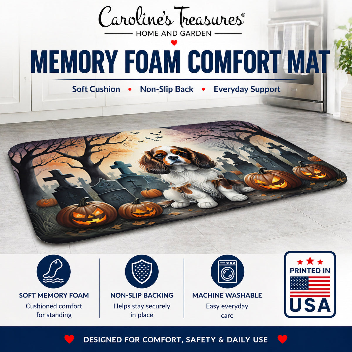 Caroline's Treasures Cavalier Spaniel Dogs Memory Foam Mat 19x27
