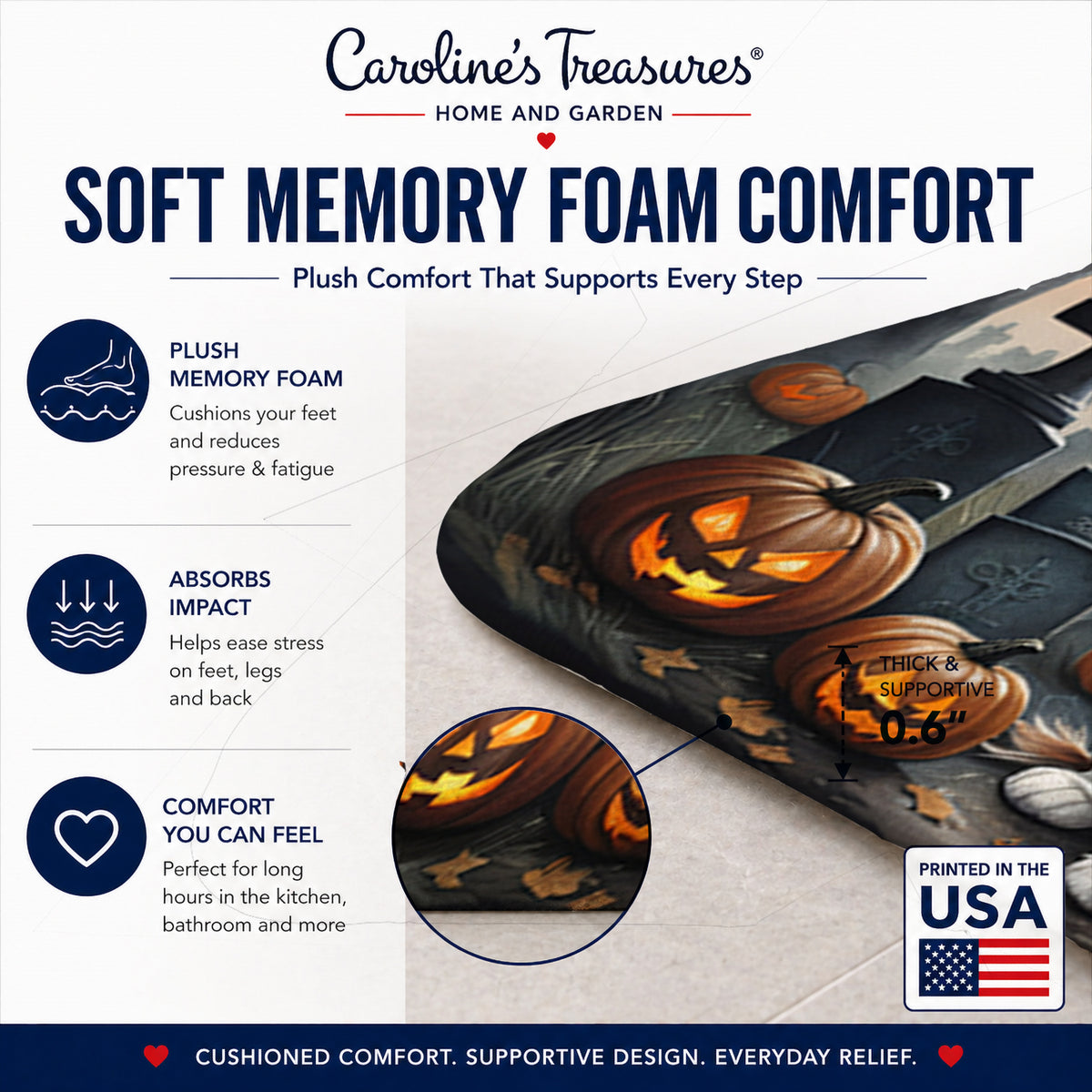 Caroline's Treasures Cavalier Spaniel Dogs Memory Foam Mat 19x27