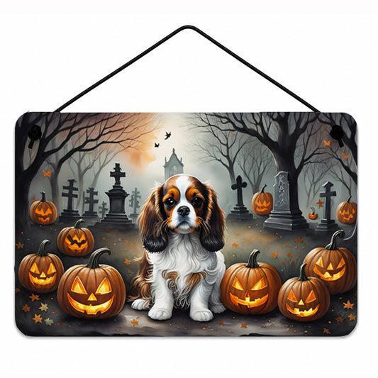 Caroline's Treasures DAC2029DS812 Cavalier Spaniel Spooky Halloween Wall or Door Hanging Prints Aluminum Metal Sign Kitchen Wall Bar Bathroom Plaque Home Decor, 8x12, Multicolor