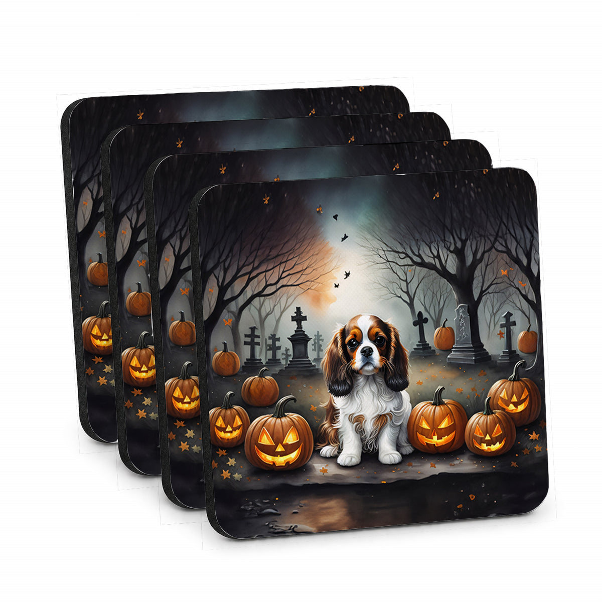 Caroline's Treasures Cavalier Spaniel Dogs Foam Drink Coasters Set of 4