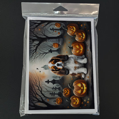 Caroline's Treasures DAC2029GCA7P Cavalier Spaniel Spooky Halloween Greeting Cards and Envelopes Pack of 8 Blank Cards with Envelopes Whimsical A7 Size 5x7 Blank Greeting Cards