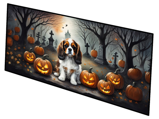 Caroline's Treasures Cavalier Spaniel Spooky Halloween Runner Mat 28x58 Front Door Mat Indoor Outdoor Rugs for Entryway Hallway Foyer Non Slip Washable Wide Doormat