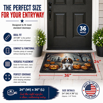 Caroline's Treasures DAC2029JMAT Cavalier Spaniel Spooky Halloween Indoor or Outdoor Mat 24x36 Front Door Mat Indoor Outdoor Rugs for Entryway, Non Slip Washable Low Pile, 24H X 36W
