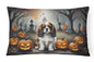 Caroline's Treasures DAC2029PW1216 Cavalier Spaniel Spooky Halloween Fabric Decorative Pillow Machine Washable, Indoor Outdoor Decorative Pillow for Couch, Bed or Patio, 12HX16W