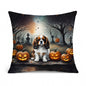 Caroline's Treasures DAC2029PW1818 Cavalier Spaniel Spooky Halloween Fabric Decorative Pillow Machine Washable, Indoor Outdoor Decorative Pillow for Couch, Bed or Patio, 18Hx18W