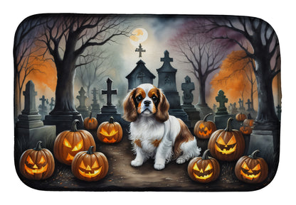 Caroline's Treasures DAC2030DDM Cavalier Spaniel Spooky Halloween Dish Drying Mat Absorbent Dish Drying Mat Pad for Kitchen Counter Dish Drainer Mat for Countertop, 14 x 21, Multicolor