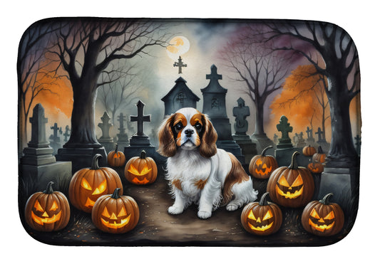 Caroline's Treasures DAC2030DDM Cavalier Spaniel Spooky Halloween Dish Drying Mat Absorbent Dish Drying Mat Pad for Kitchen Counter Dish Drainer Mat for Countertop, 14 x 21, Multicolor