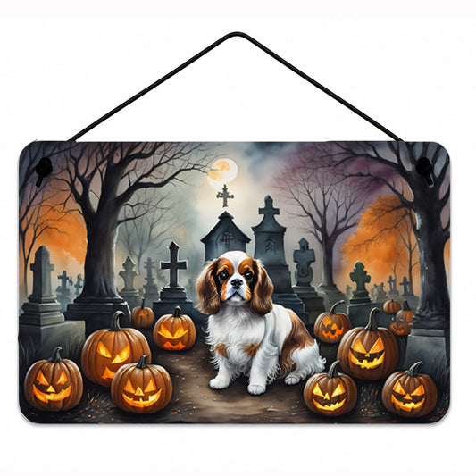 Caroline's Treasures DAC2030DS812 Cavalier Spaniel Spooky Halloween Wall or Door Hanging Prints Aluminum Metal Sign Kitchen Wall Bar Bathroom Plaque Home Decor, 8x12, Multicolor