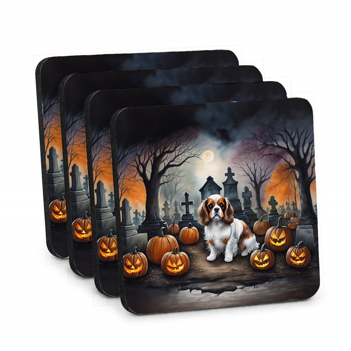 Caroline's Treasures Cavalier Spaniel Dogs Foam Drink Coasters Set of 4