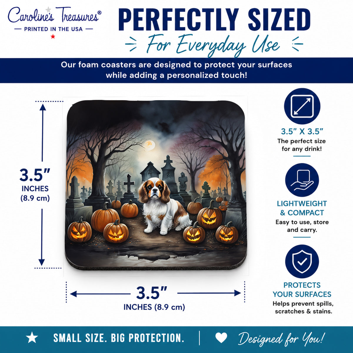 Caroline's Treasures Cavalier Spaniel Dogs Foam Drink Coasters Set of 4
