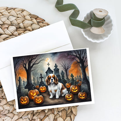Caroline's Treasures DAC2030GCA7P Cavalier Spaniel Spooky Halloween Greeting Cards and Envelopes Pack of 8 Blank Cards with Envelopes Whimsical A7 Size 5x7 Blank Greeting Cards