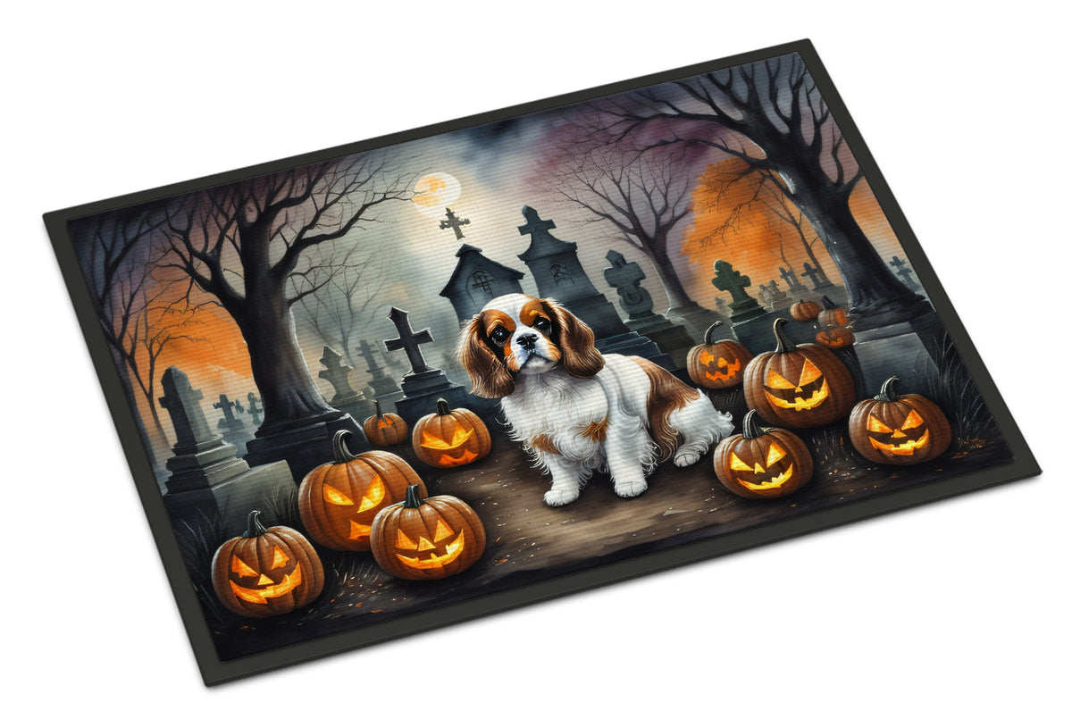 Caroline's Treasures DAC2030JMAT Cavalier Spaniel Spooky Halloween Indoor or Outdoor Mat 24x36 Front Door Mat Indoor Outdoor Rugs for Entryway, Non Slip Washable Low Pile, 24H X 36W