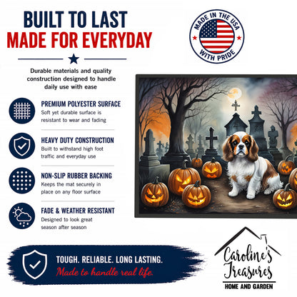 Caroline's Treasures DAC2030JMAT Cavalier Spaniel Spooky Halloween Indoor or Outdoor Mat 24x36 Front Door Mat Indoor Outdoor Rugs for Entryway, Non Slip Washable Low Pile, 24H X 36W
