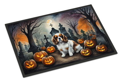 Caroline's Treasures DAC2030MAT Cavalier Spaniel Spooky Halloween Doormat 18x27 Front Door Mat Indoor Outdoor Rugs for Entryway, Non Slip Washable Low Pile, 18H X 27W