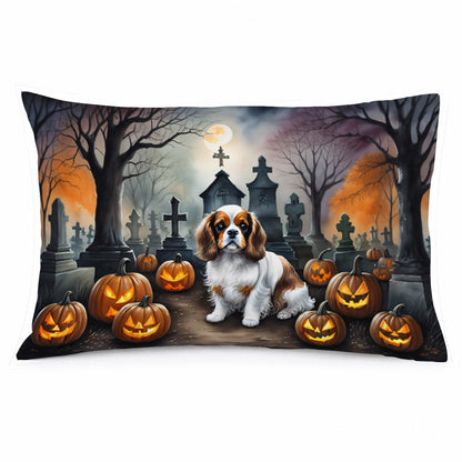 Caroline's Treasures DAC2030PILLOWCASE Cavalier Spaniel Spooky Halloween Fabric Standard Pillowcase Lightweight Super Soft Easy Care Decorative Artwork Pillowcase, Standard