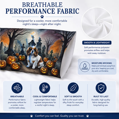 Caroline's Treasures DAC2030PILLOWCASE Cavalier Spaniel Spooky Halloween Fabric Standard Pillowcase Lightweight Super Soft Easy Care Decorative Artwork Pillowcase, Standard
