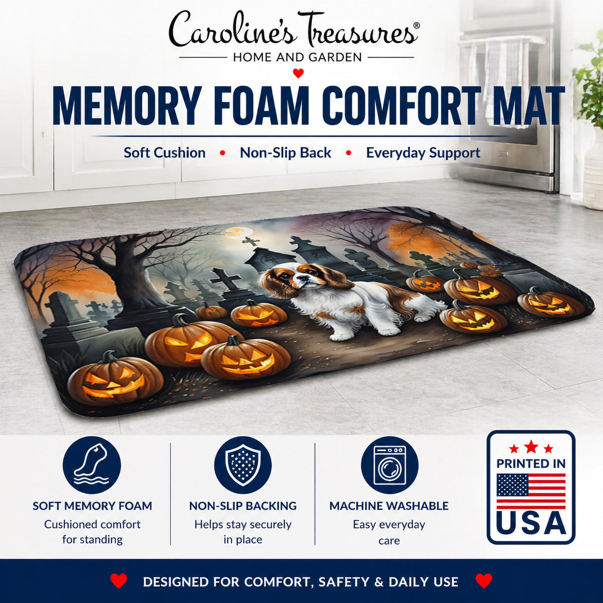 Caroline's Treasures Cavalier Spaniel Dogs Memory Foam Mat 19x27