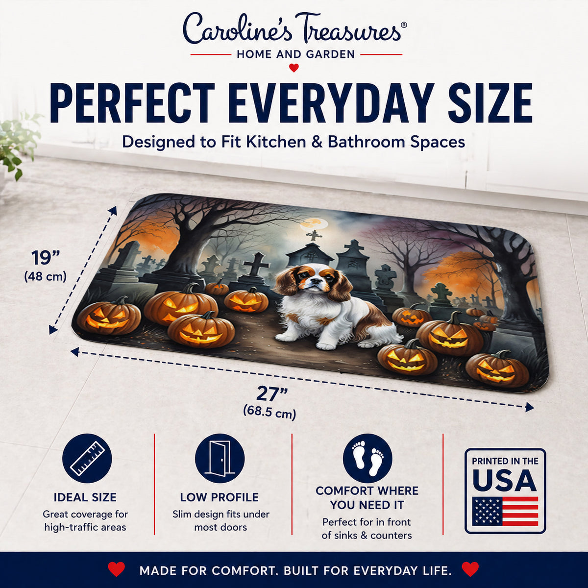 Caroline's Treasures Cavalier Spaniel Dogs Memory Foam Mat 19x27