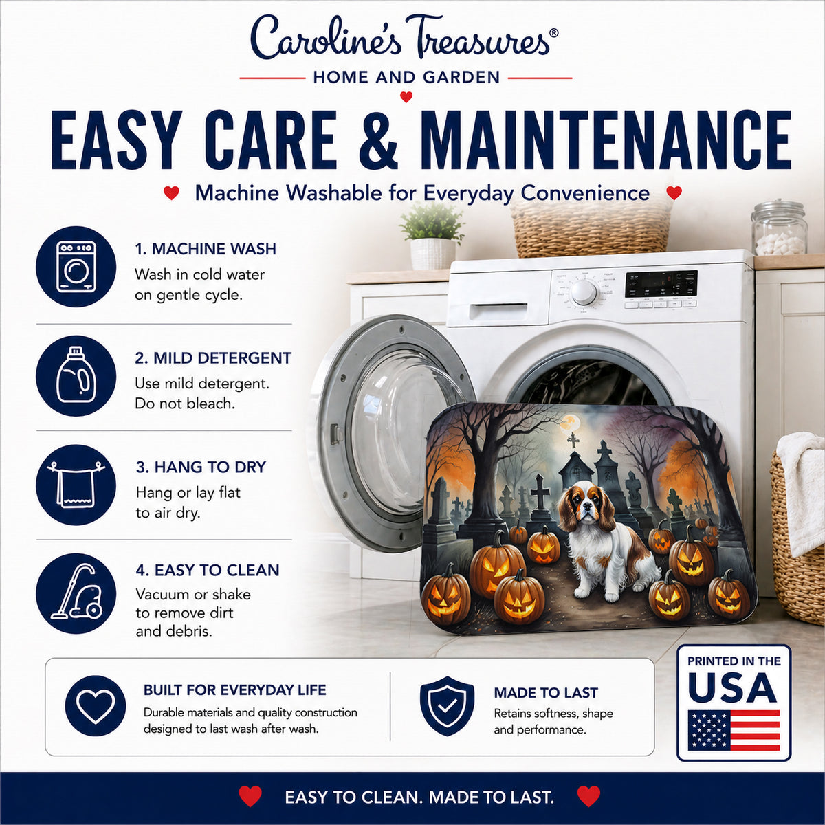 Caroline's Treasures Cavalier Spaniel Dogs Memory Foam Mat 19x27