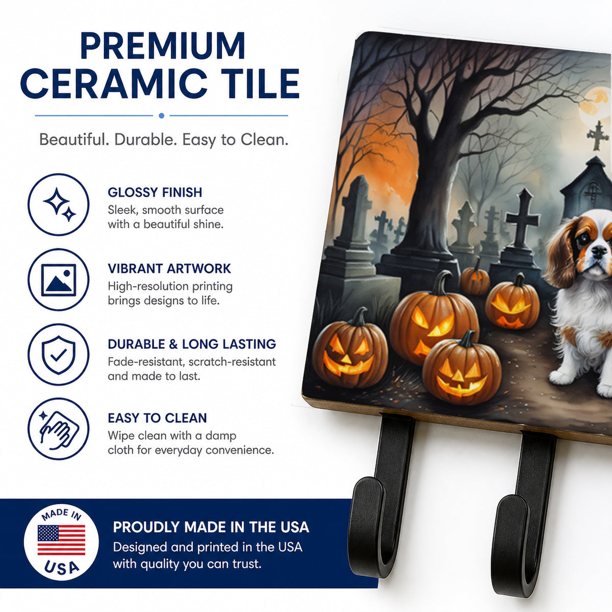 Caroline's Treasures Cavalier Spaniel Dogs Ceramic Triple Wall Hook