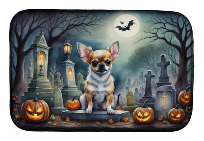 Caroline's Treasures DAC2031DDM Chihuahua Spooky Halloween Dish Drying Mat Absorbent Dish Drying Mat Pad for Kitchen Counter Dish Drainer Mat for Countertop, 14 x 21, Multicolor