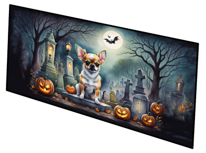 Caroline's Treasures Chihuahua Spooky Halloween Runner Mat 28x58 Front Door Mat Indoor Outdoor Rugs for Entryway Hallway Foyer Non Slip Washable Wide Doormat