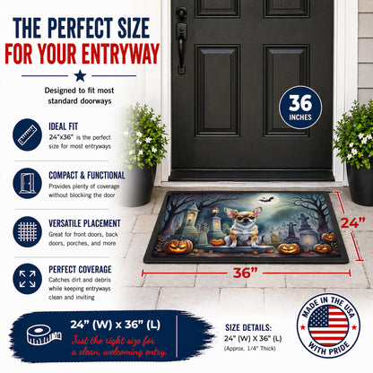 Caroline's Treasures DAC2031JMAT Chihuahua Spooky Halloween Indoor or Outdoor Mat 24x36 Front Door Mat Indoor Outdoor Rugs for Entryway, Non Slip Washable Low Pile, 24H X 36W