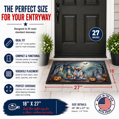 Caroline's Treasures DAC2031MAT Chihuahua Spooky Halloween Doormat 18x27 Front Door Mat Indoor Outdoor Rugs for Entryway, Non Slip Washable Low Pile, 18H X 27W