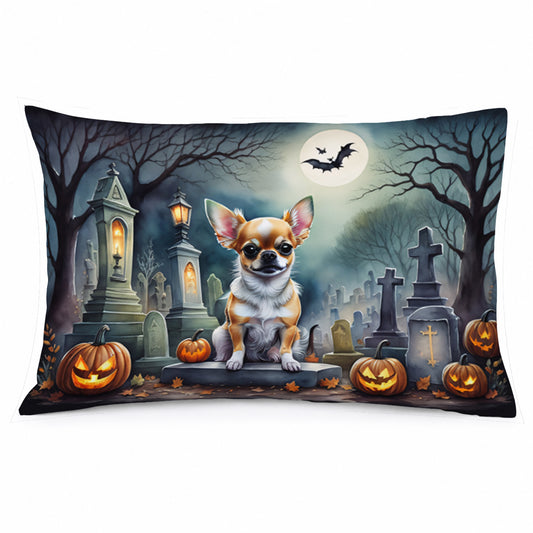 Caroline's Treasures DAC2031PILLOWCASE Chihuahua Spooky Halloween Fabric Standard Pillowcase Lightweight Super Soft Easy Care Decorative Artwork Pillowcase, Standard