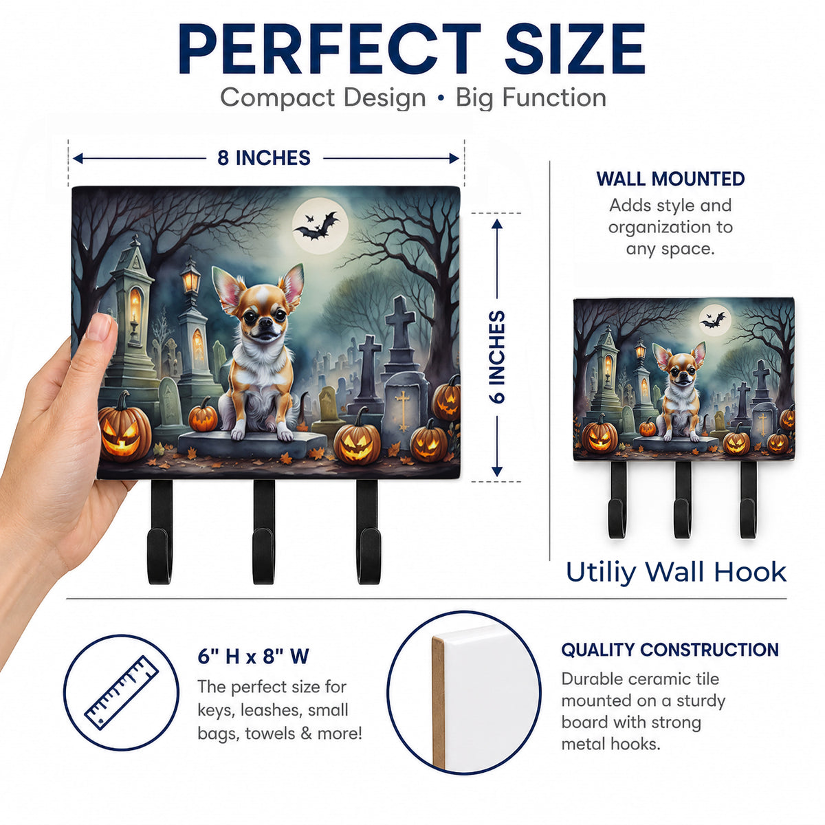 Caroline's Treasures Chihuahua Dogs Halloween Ceramic Triple Wall Hook