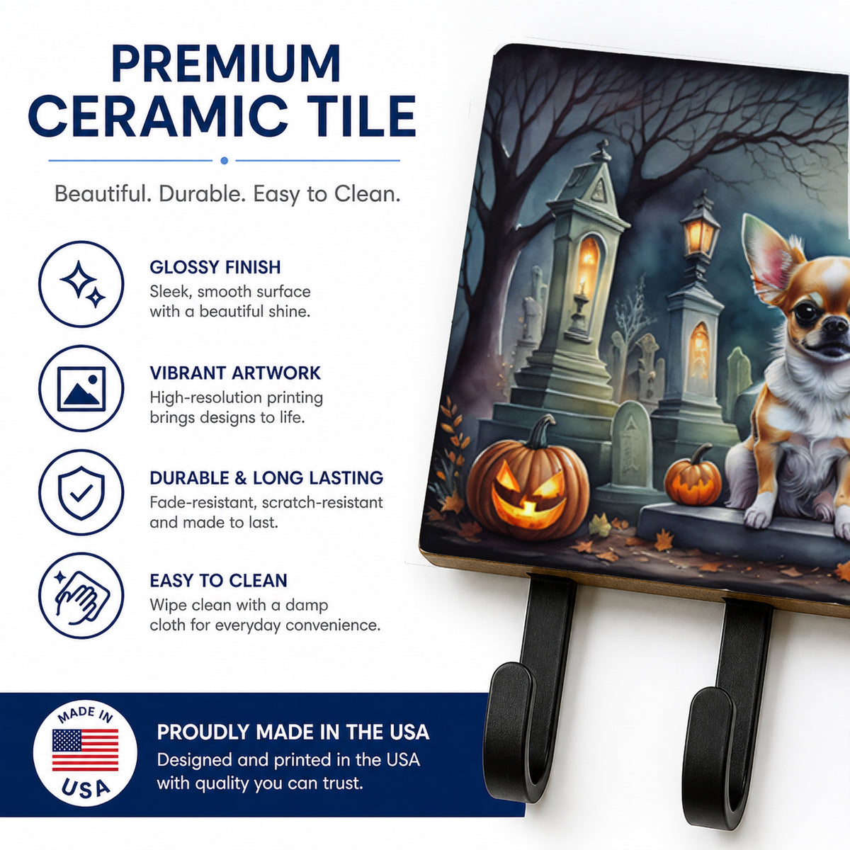 Caroline's Treasures Chihuahua Dogs Halloween Ceramic Triple Wall Hook