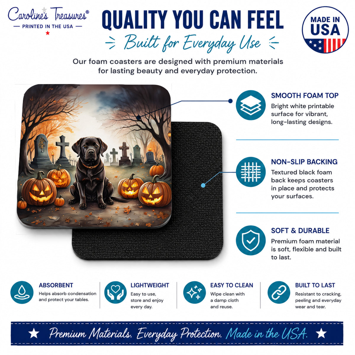 Caroline's Treasures Labrador Retriever Dogs Foam Drink Coasters Set of 4