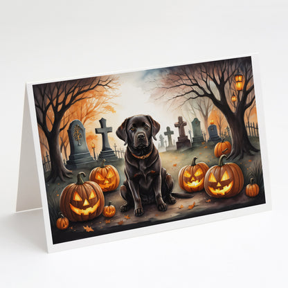 Caroline's Treasures DAC2032GCA7P Chocolate Labrador Retriever Spooky Halloween Greeting Cards and Envelopes Pack of 8 Blank Cards with Envelopes Whimsical A7 Size 5x7 Blank Greeting Cards