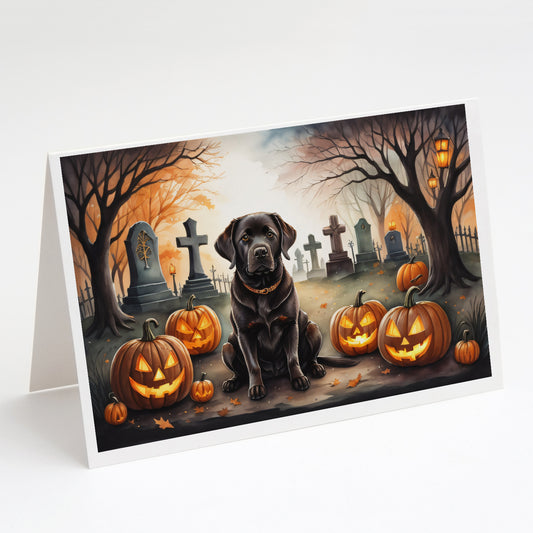 Caroline's Treasures DAC2032GCA7P Chocolate Labrador Retriever Spooky Halloween Greeting Cards and Envelopes Pack of 8 Blank Cards with Envelopes Whimsical A7 Size 5x7 Blank Greeting Cards