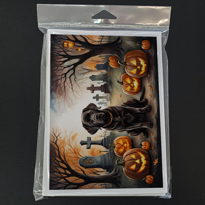Caroline's Treasures DAC2032GCA7P Chocolate Labrador Retriever Spooky Halloween Greeting Cards and Envelopes Pack of 8 Blank Cards with Envelopes Whimsical A7 Size 5x7 Blank Greeting Cards