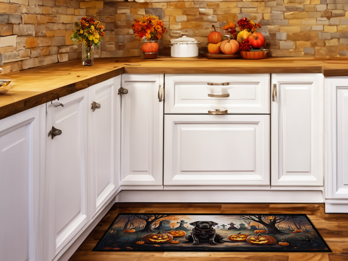 Caroline's Treasures Chocolate Labrador Retriever Spooky Halloween Runner Mat 28x58 Front Door Mat Indoor Outdoor Rugs for Entryway Hallway Foyer Non Slip Washable Wide Doormat
