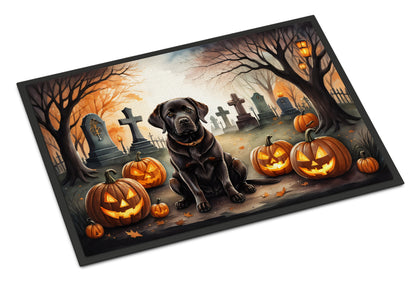 Caroline's Treasures DAC2032MAT Chocolate Labrador Retriever Spooky Halloween Doormat 18x27 Front Door Mat Indoor Outdoor Rugs for Entryway, Non Slip Washable Low Pile, 18H X 27W