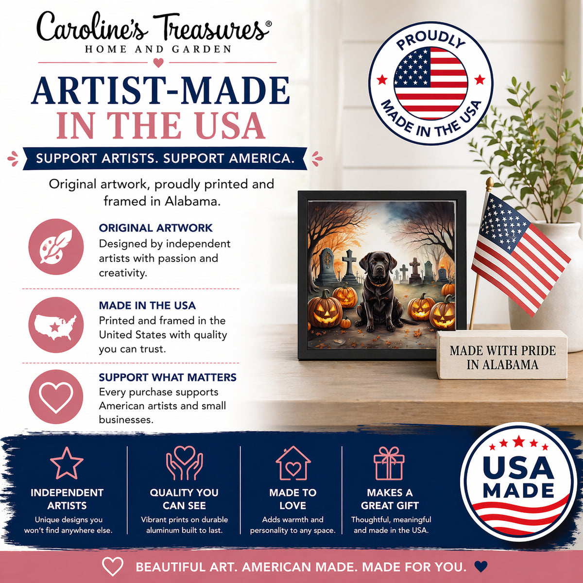 Caroline's Treasures Labrador Retriever Dogs Framed Metal Wall Art 8x8 In