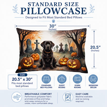 Caroline's Treasures DAC2032PILLOWCASE Chocolate Labrador Retriever Spooky Halloween Fabric Standard Pillowcase Lightweight Super Soft Easy Care Decorative Artwork Pillowcase, Standard